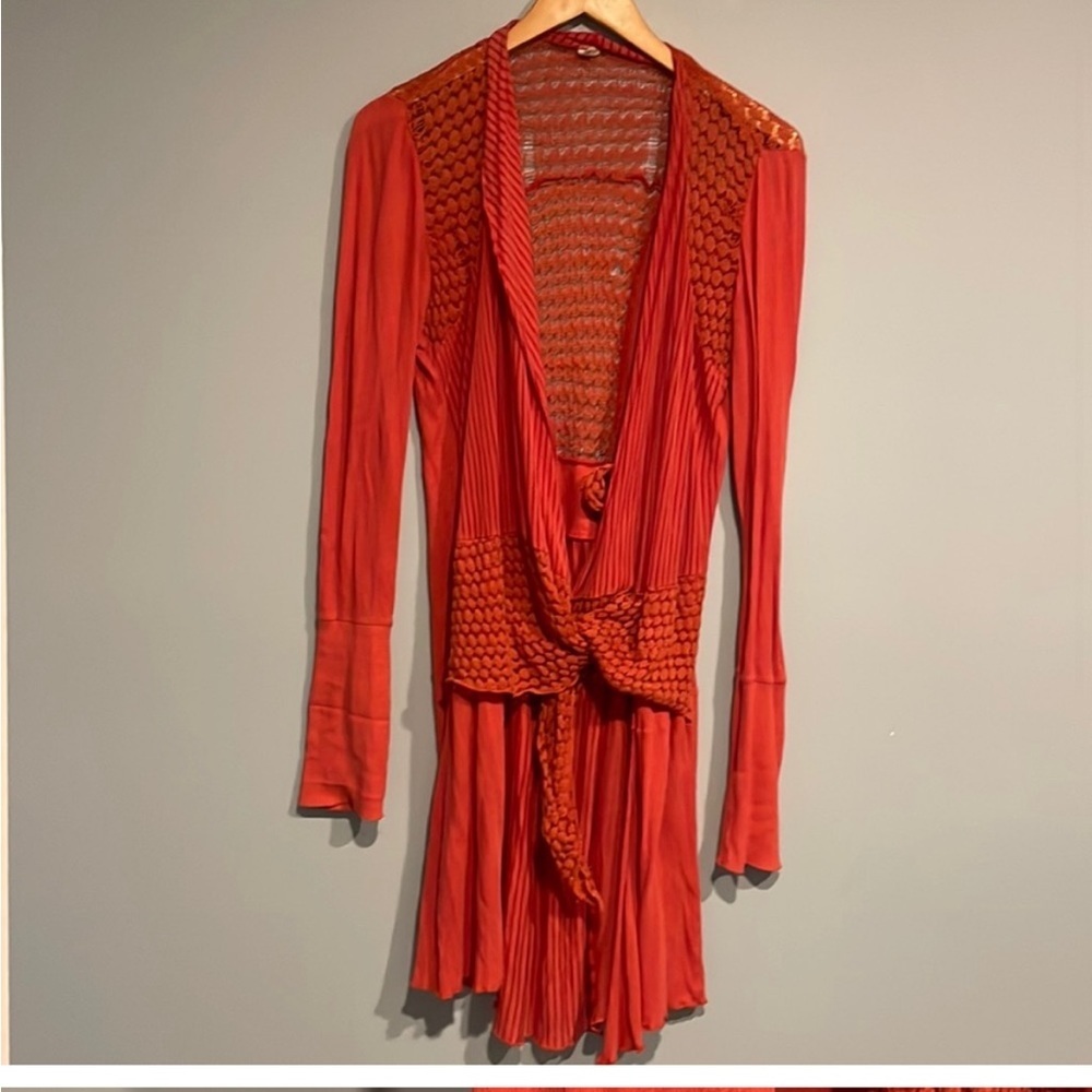 Anthropologie Tiny Open Knit Drape Coral Crochet
Trim Cardigan Sweater SzS VGUC - Picture 16 of 16